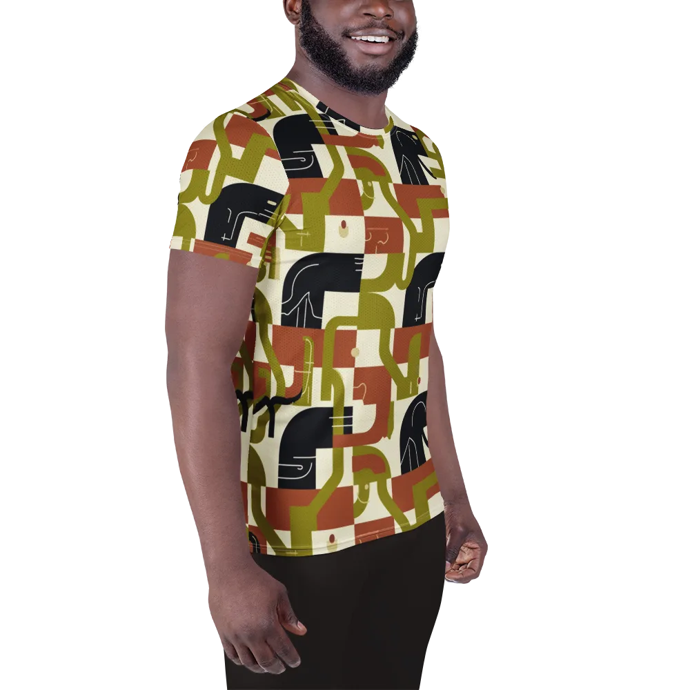 Olive Noir Circuit on Men's Athletic T-Shirt — Right