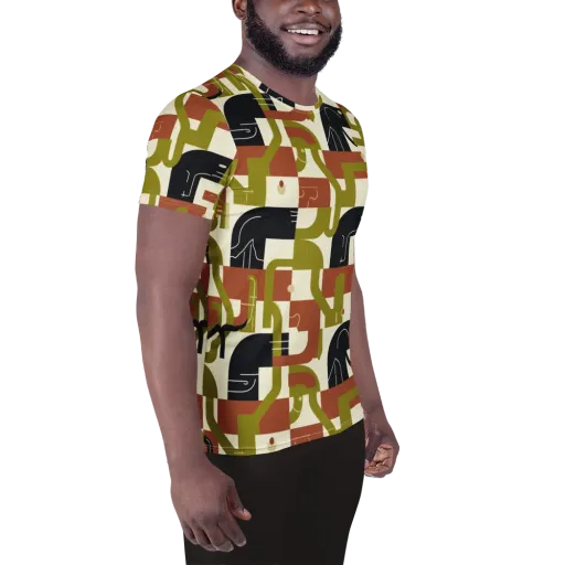 Olive Noir Circuit on a Men's Athletic T-Shirt