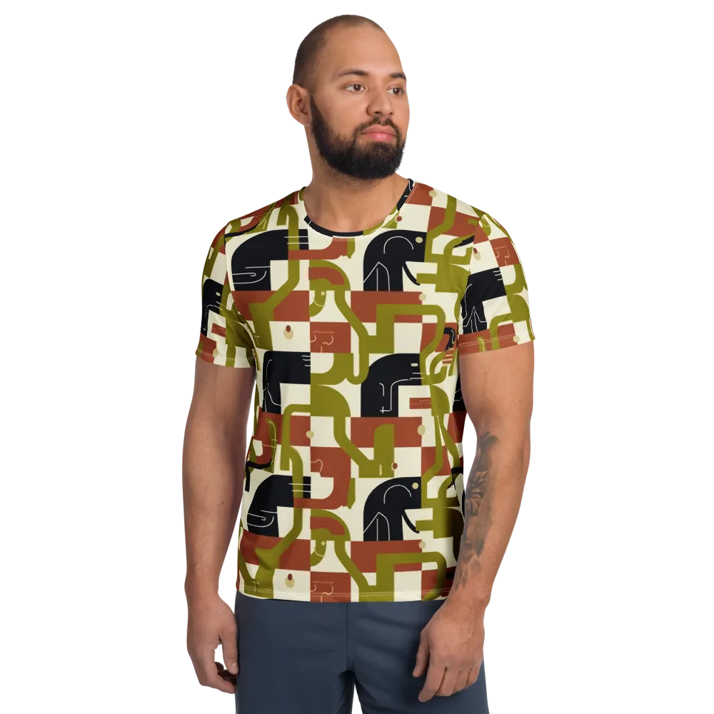 Olive Noir Circuit on Men's Athletic T-Shirt — Front
