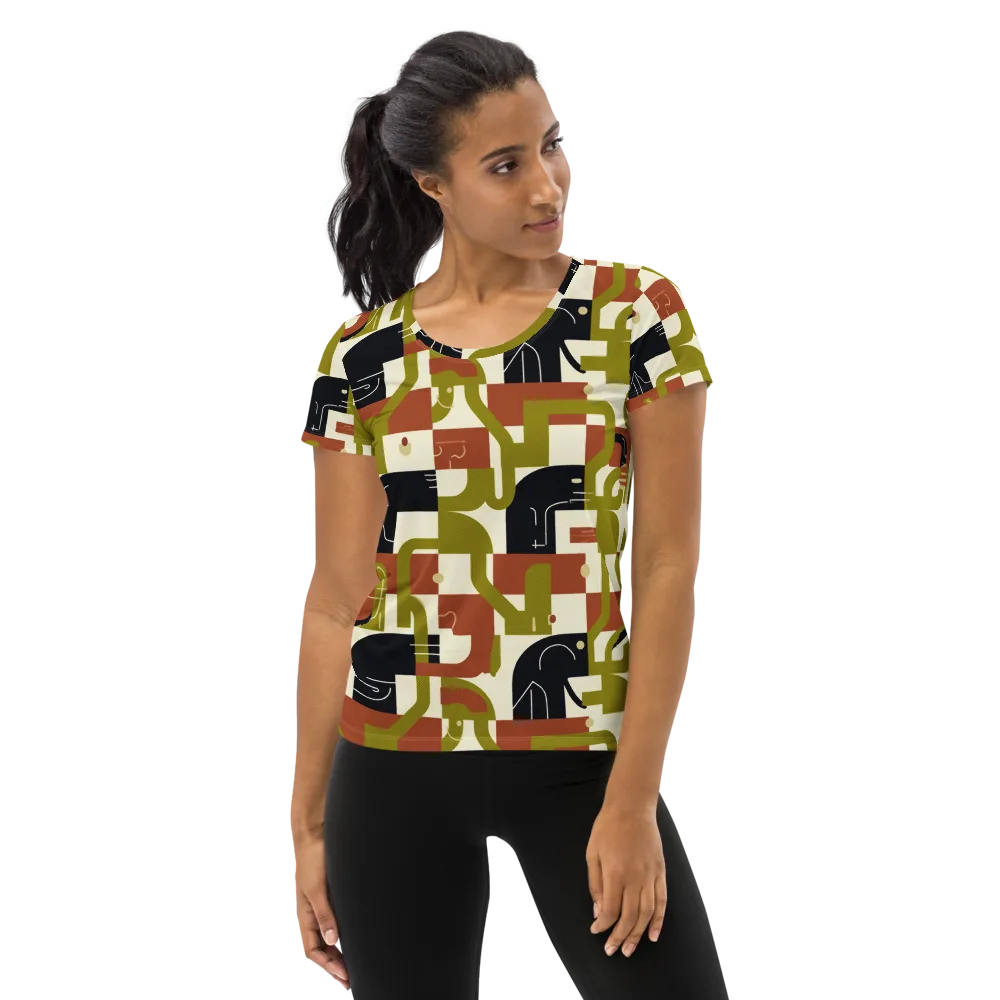 Olive Noir Circuit on Women's Athletic T-Shirt — Front