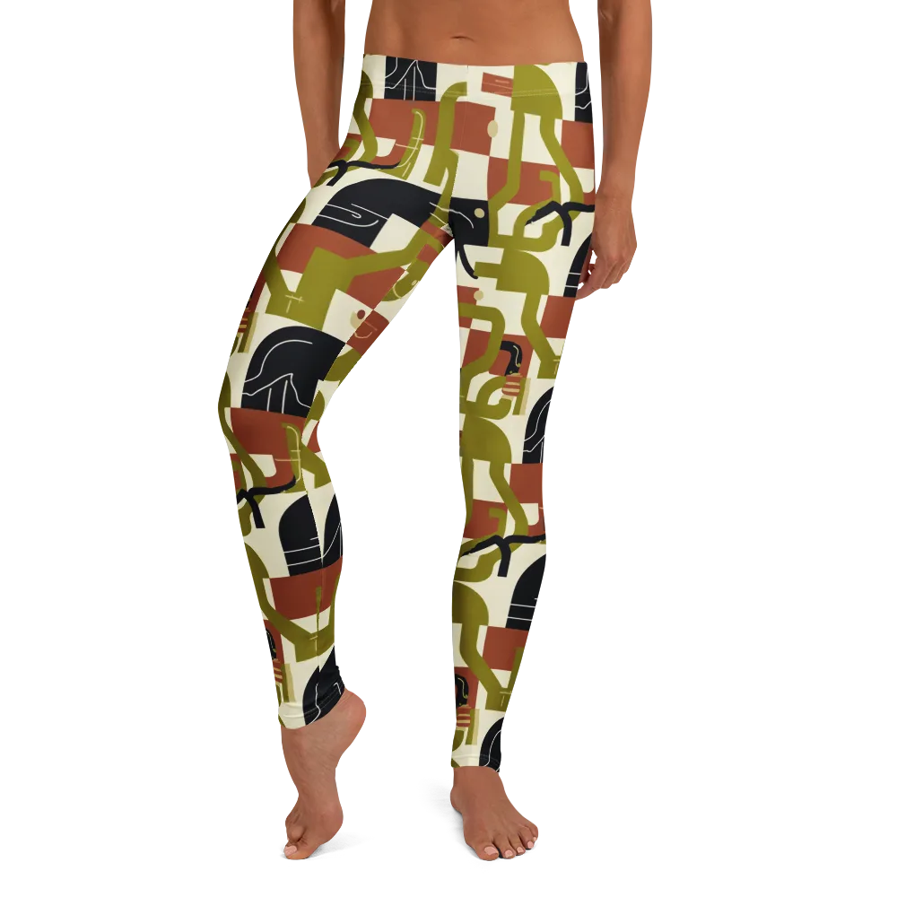 Olive Noir Circuit on Leggings — Front