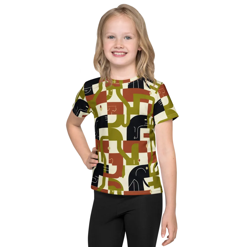 Olive Noir Circuit on Kids Crew Neck T-Shirt — Front