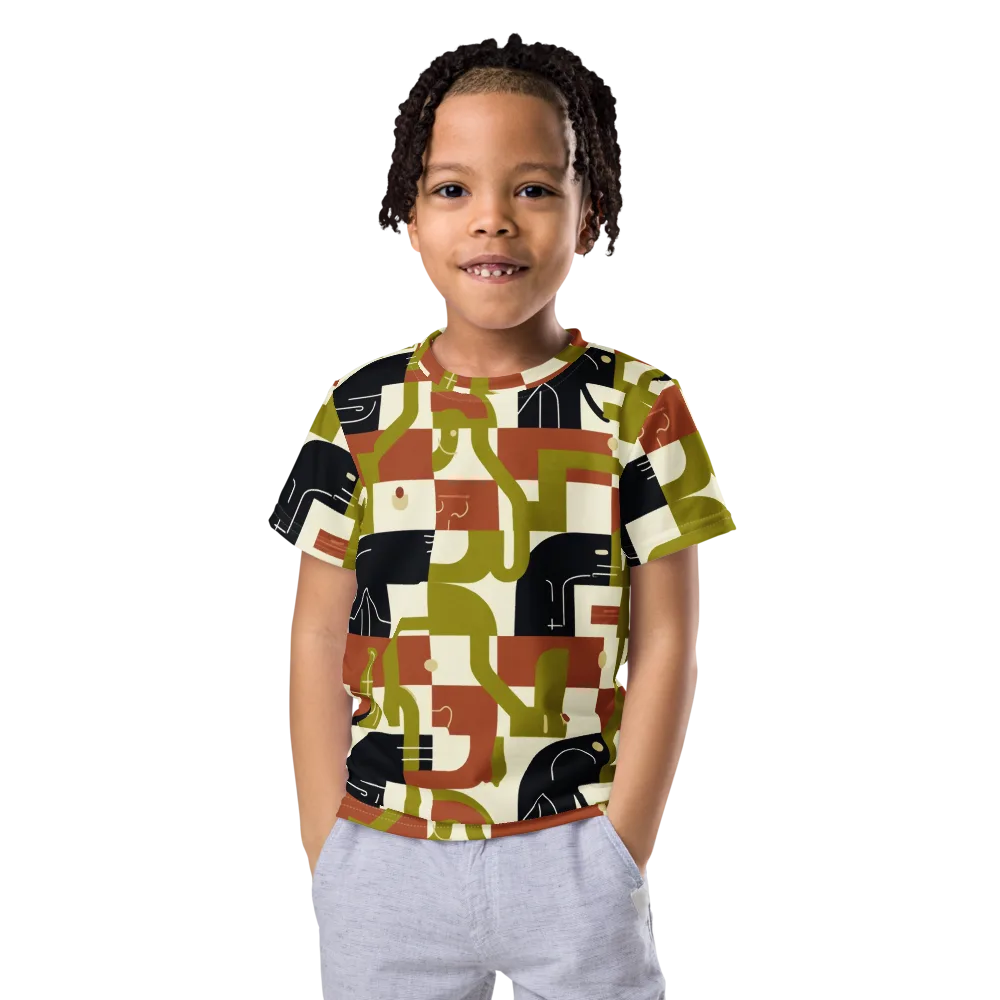 Olive Noir Circuit on Kids Crew Neck T-Shirt — Front