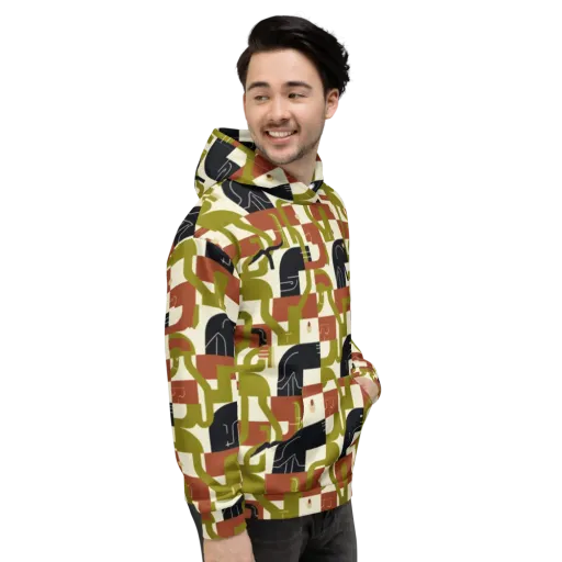 Olive Noir Circuit on a Hoodie