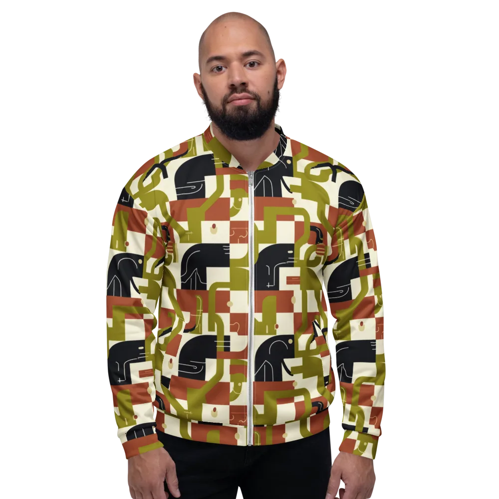 Olive Noir Circuit on Bomber Jacket — Front
