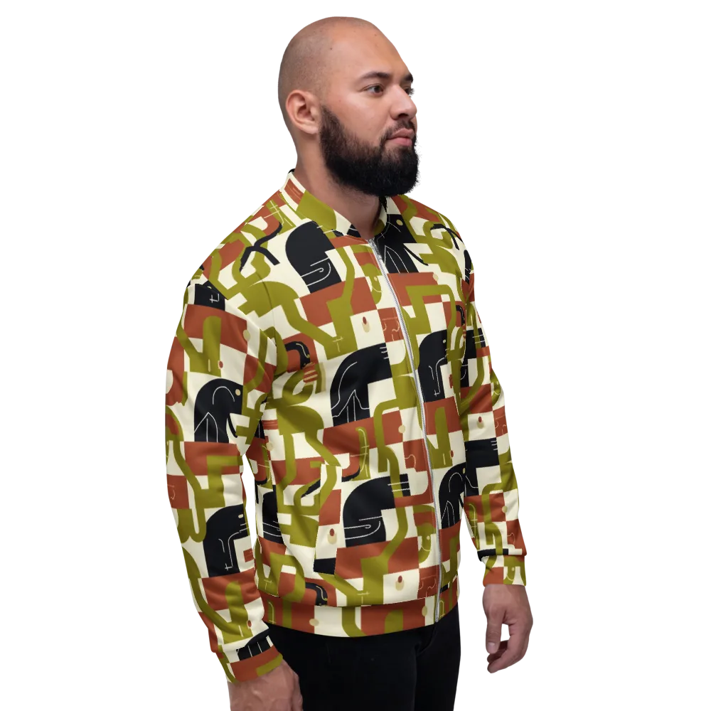 Olive Noir Circuit on Bomber Jacket — Right