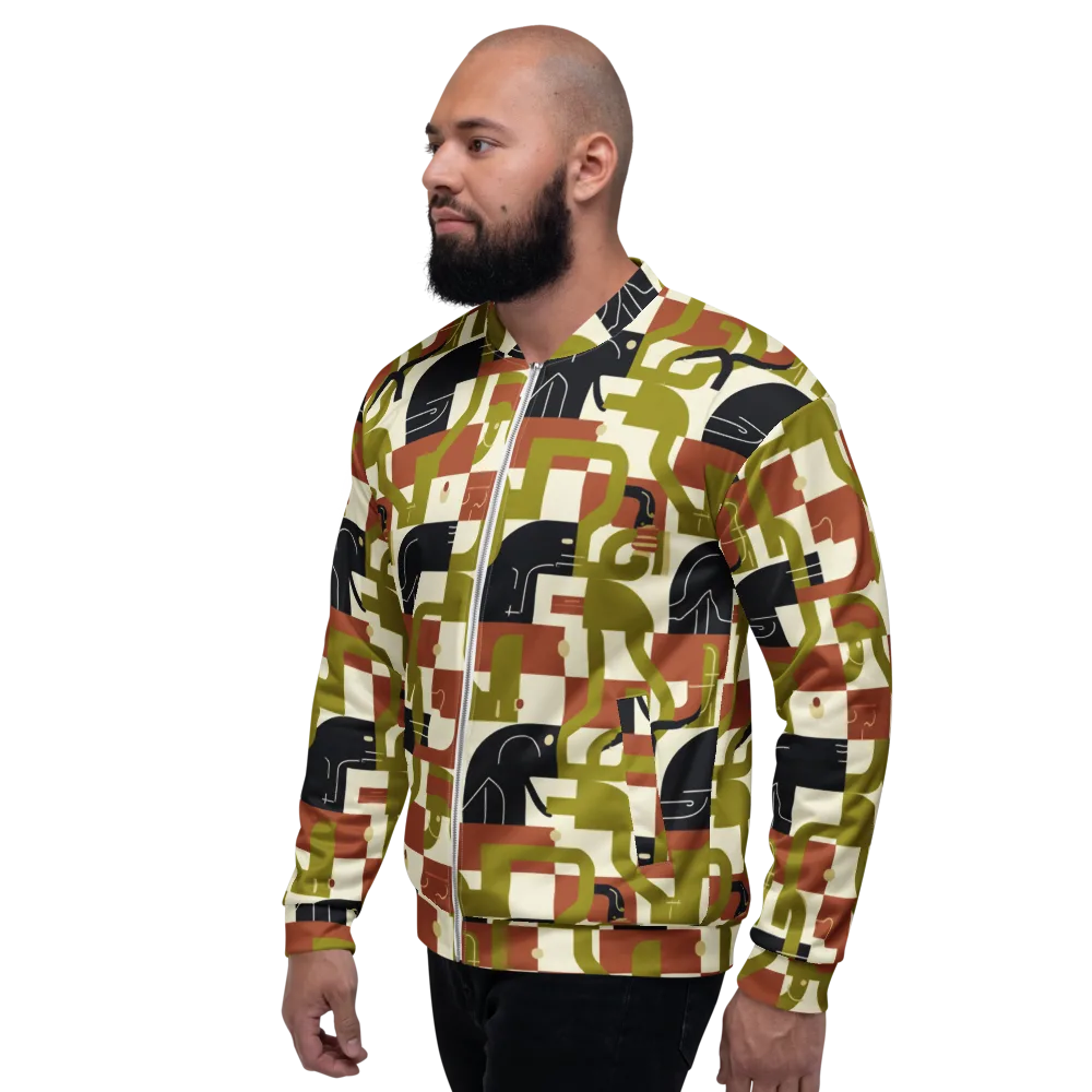 Olive Noir Circuit on Bomber Jacket — Left