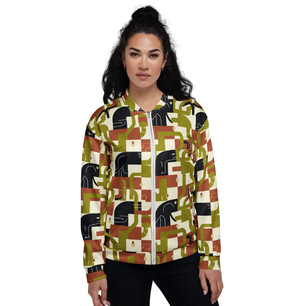 Olive Noir Circuit on Bomber Jacket — Front