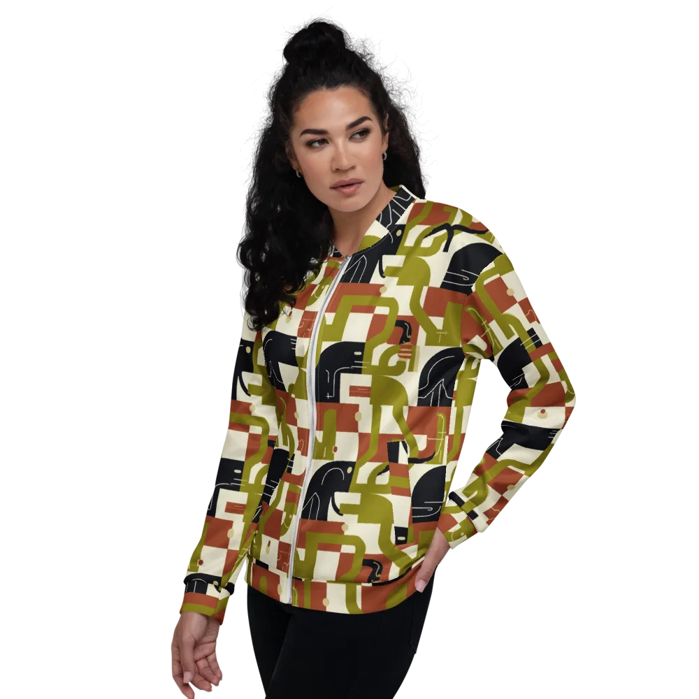 Olive Noir Circuit on Bomber Jacket — Left