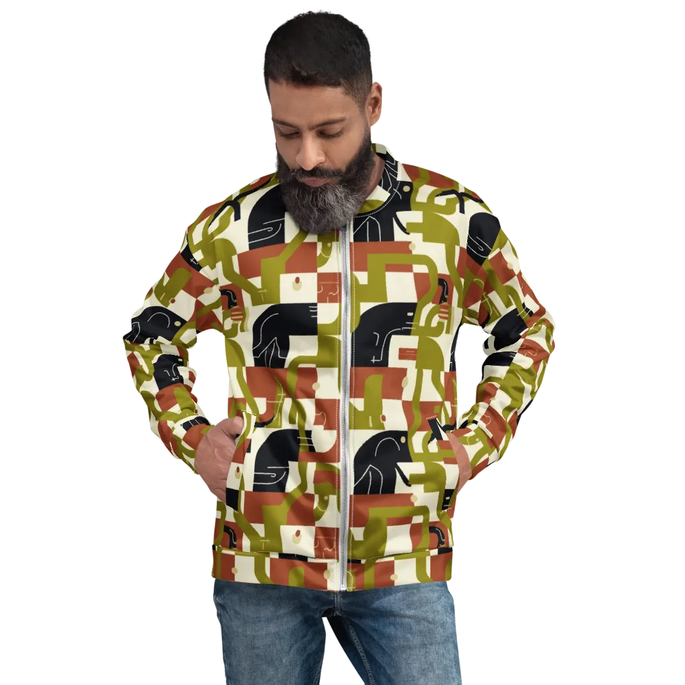 Olive Noir Circuit on Bomber Jacket — Front
