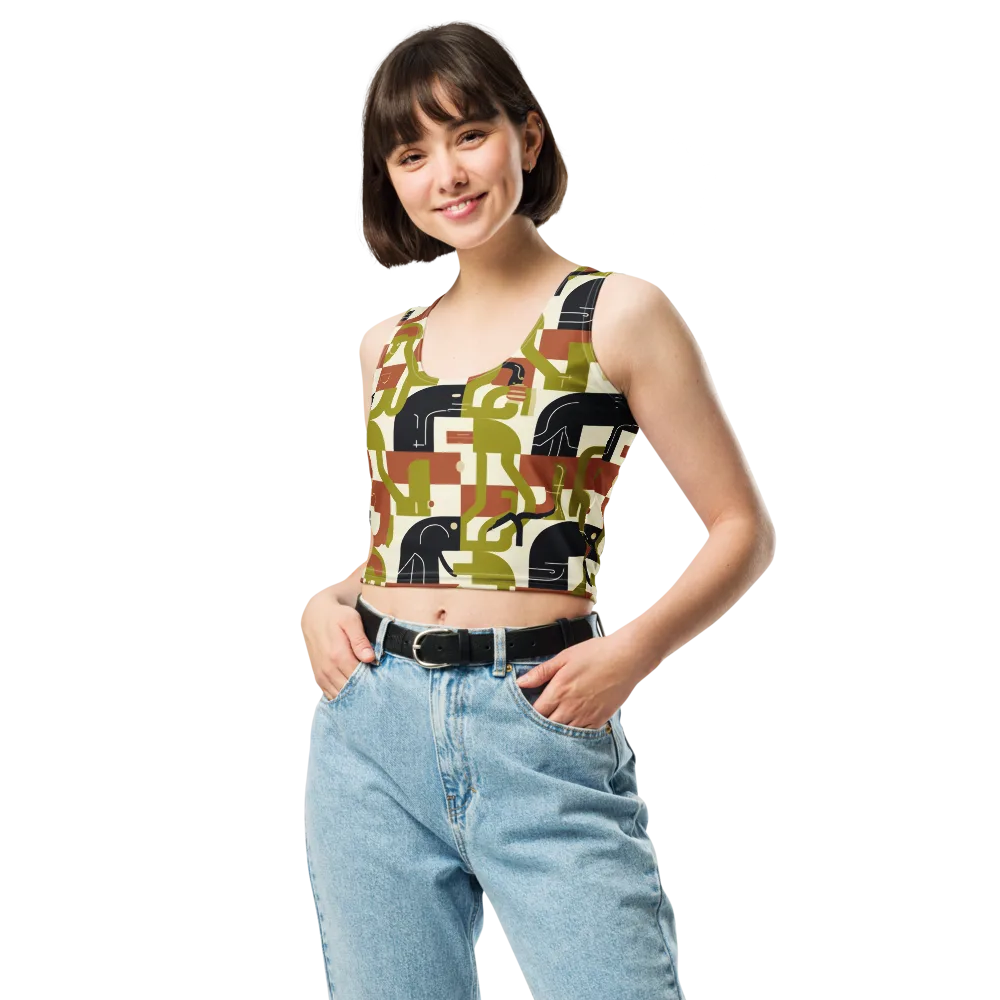 Olive Noir Circuit on Crop Top — Front