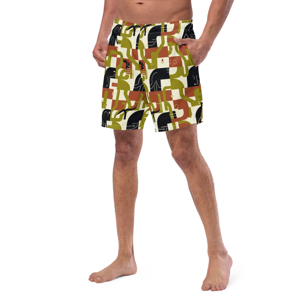 Olive Noir Circuit on Swim Trunks — Left Front