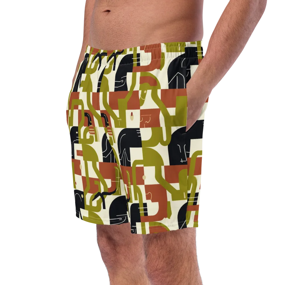 Olive Noir Circuit on Swim Trunks — Left Front
