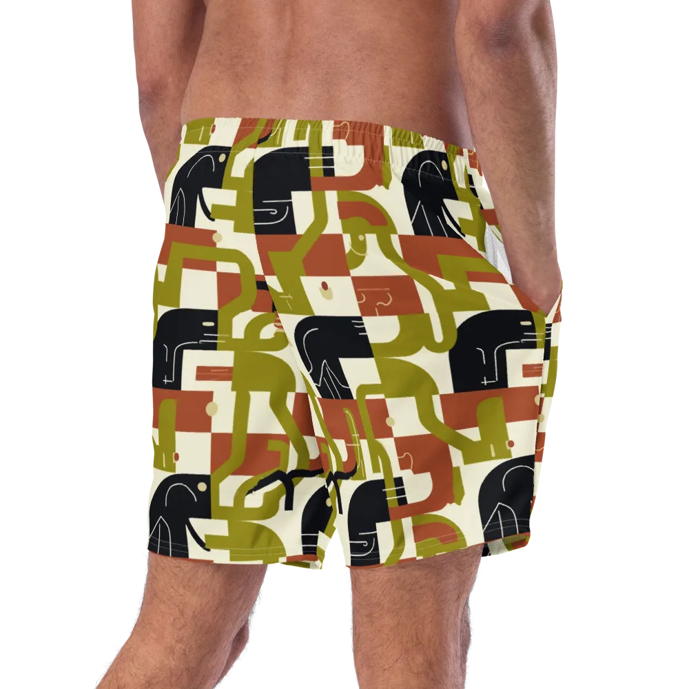 Olive Noir Circuit on Swim Trunks — Right Back
