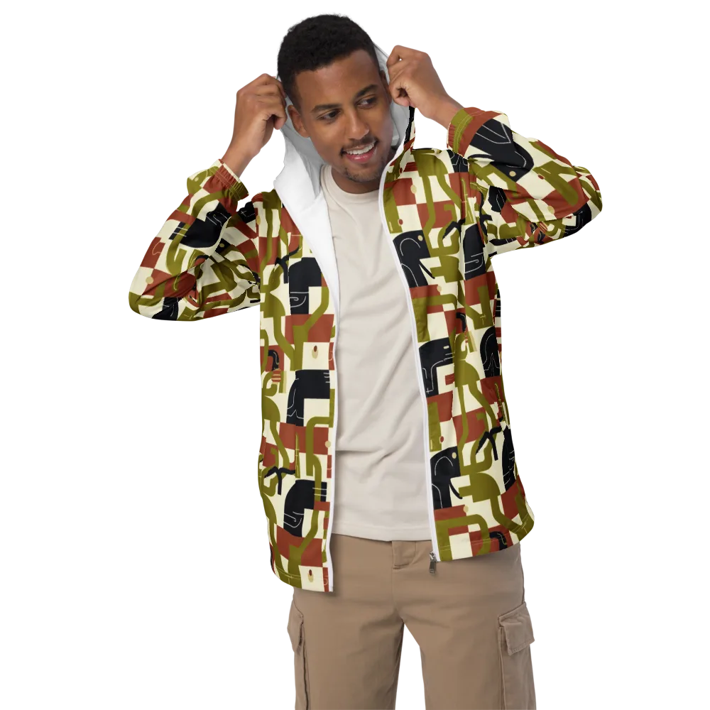 Olive Noir Circuit on Men's Windbreaker — Front