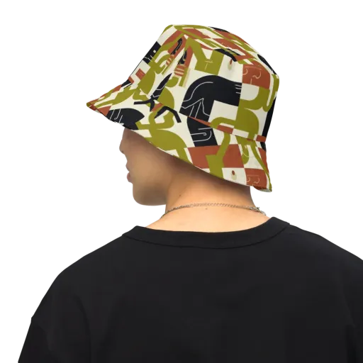 Olive Noir Circuit on a Reversible Bucket Hat