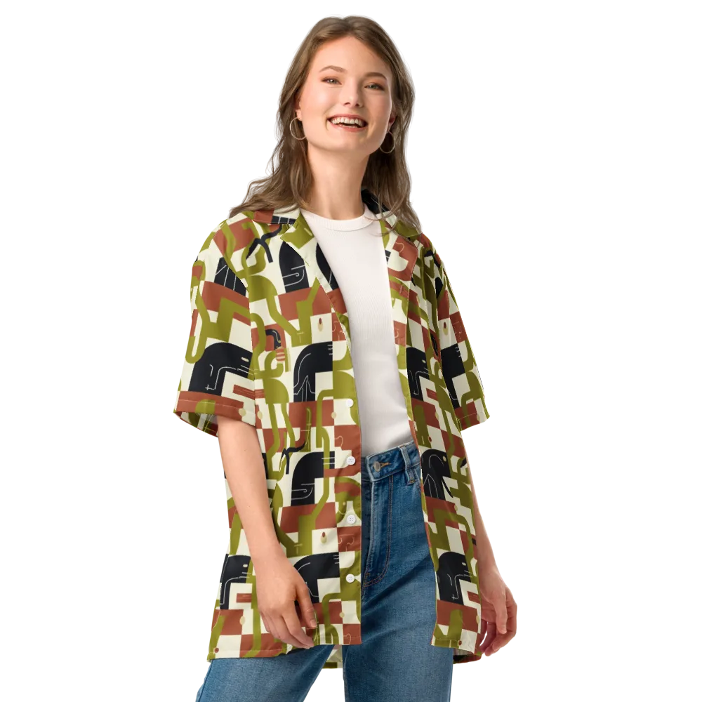 Olive Noir Circuit on Button Shirt — Front