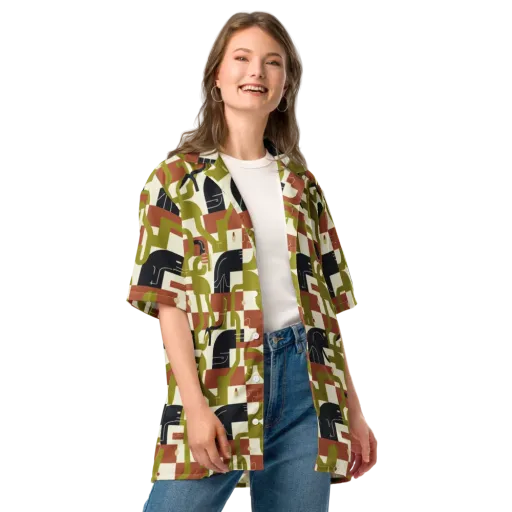 Olive Noir Circuit on a Button Shirt