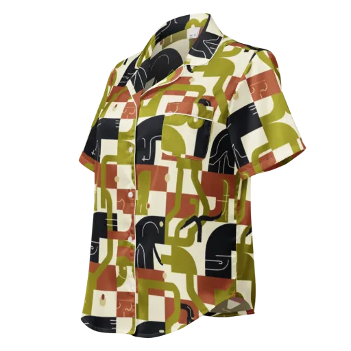 Olive Noir Circuit on a Women's Short Sleeve Pajama Top