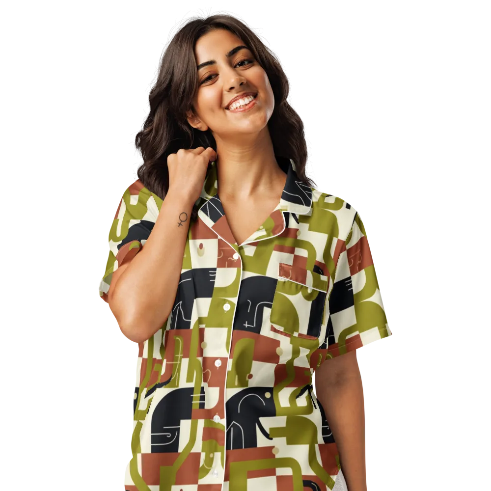 Olive Noir Circuit on Women's Short Sleeve Pajama Top — Front
