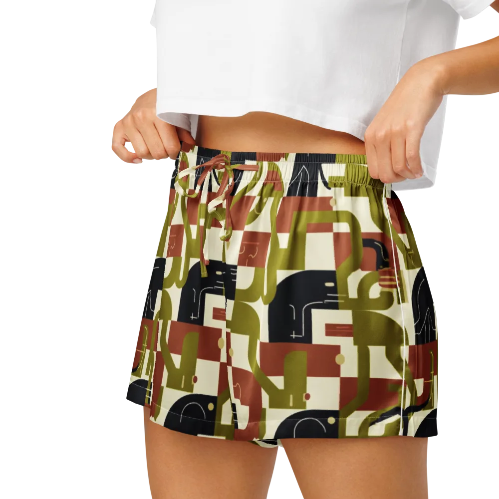 Olive Noir Circuit on Women's Pajama Shorts — Left