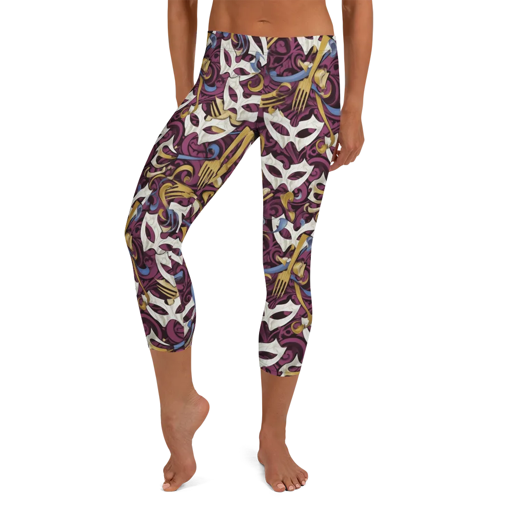 Masquerade Baroque on Capri Leggings — Front