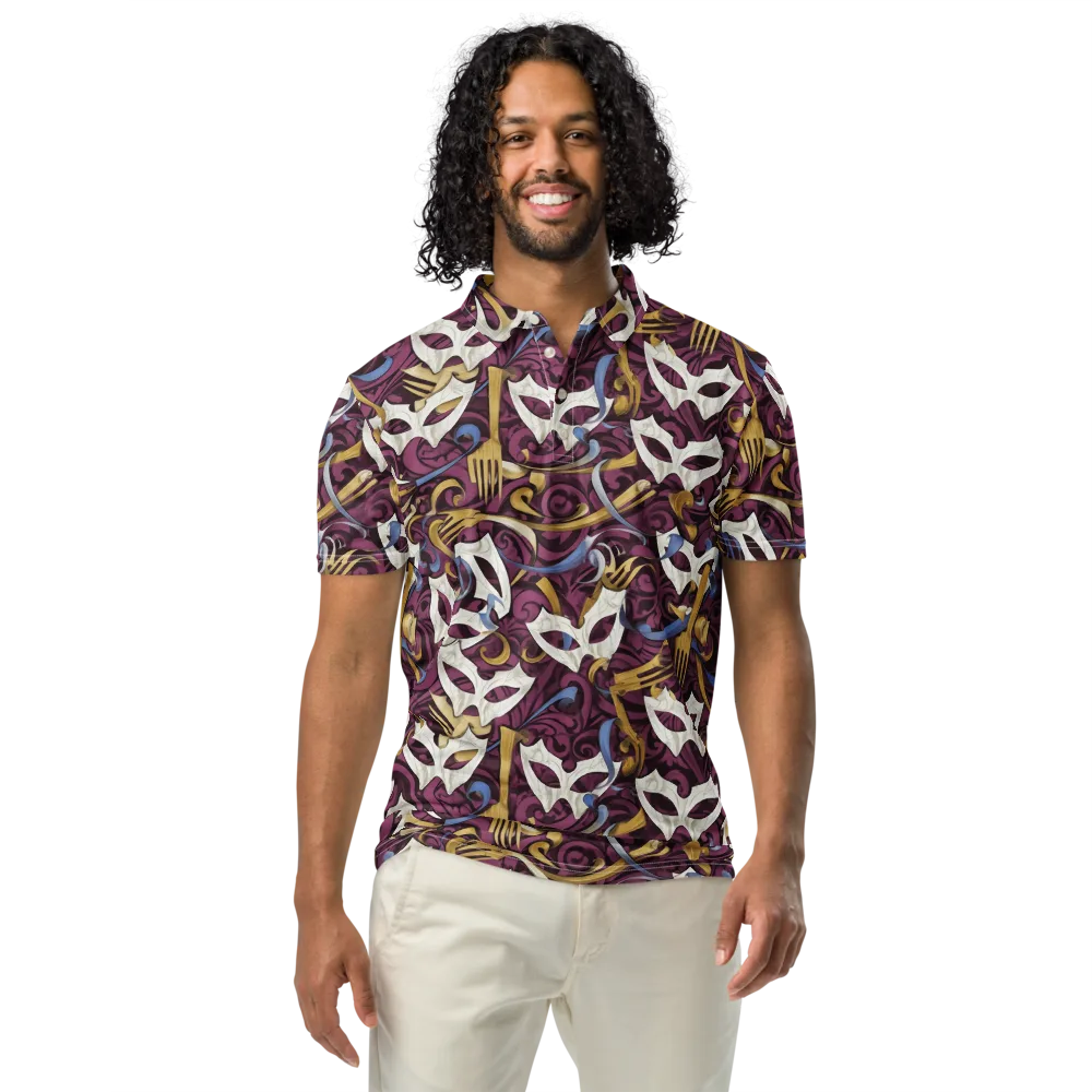 Masquerade Baroque on Men's Slim Fit Polo Shirt — Front