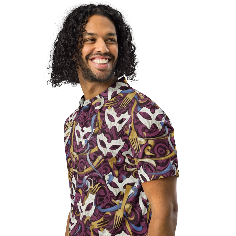 Masquerade Baroque on Men's Slim Fit Polo Shirt — Left Front