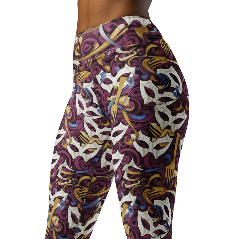 Masquerade Baroque on Yoga Leggings — Left Front