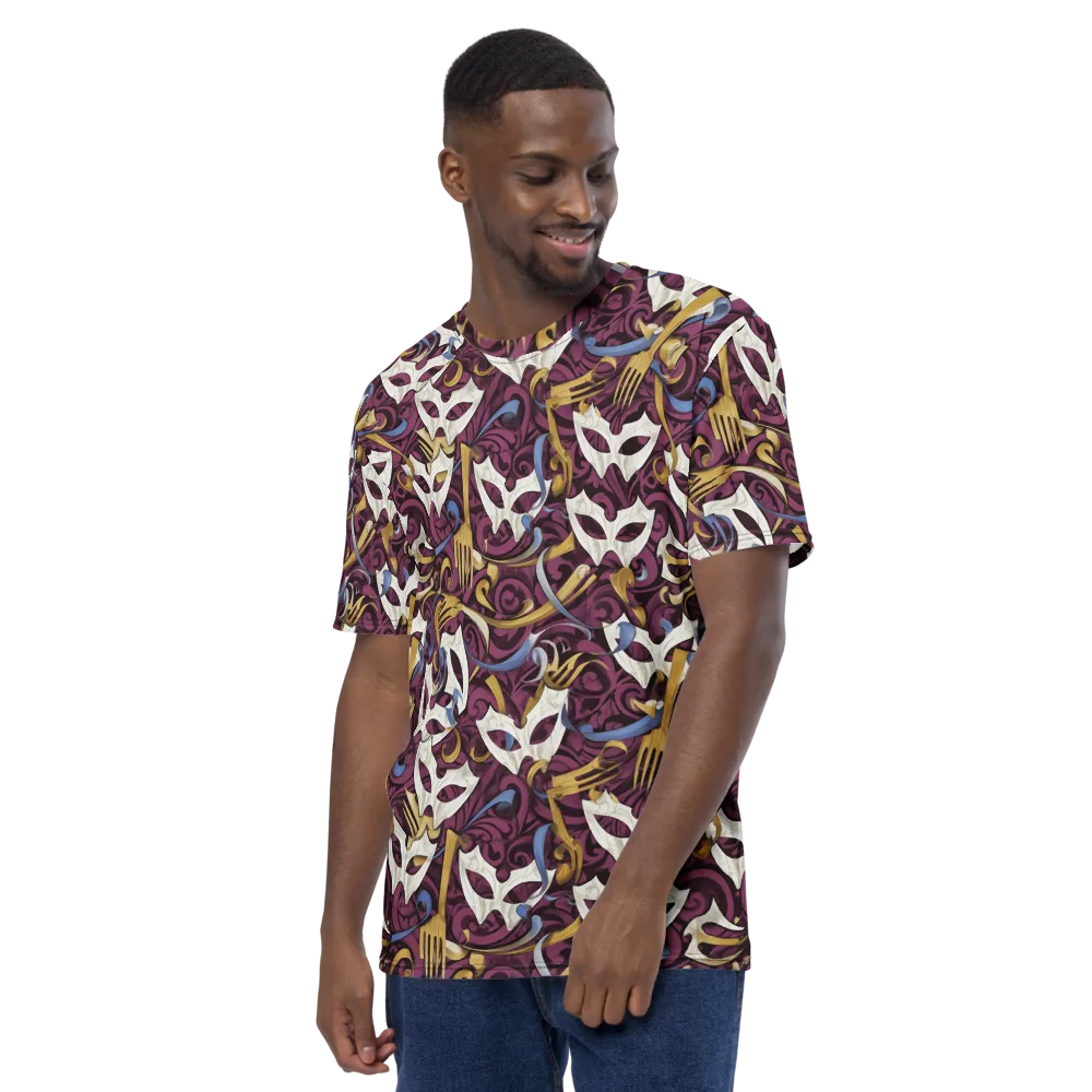 Masquerade Baroque on Men's Crew Neck T-Shirt — Left