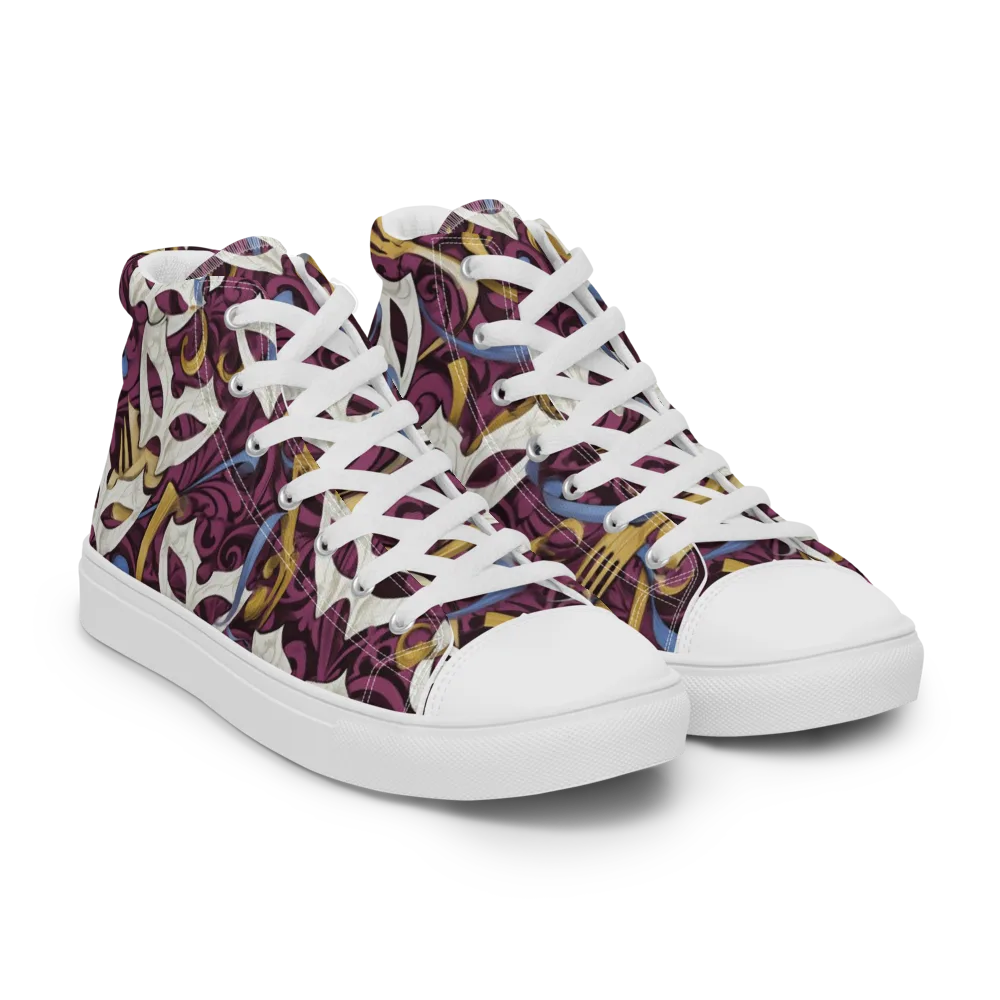 Masquerade Baroque on Men's High Top Canvas Shoes — Right Front