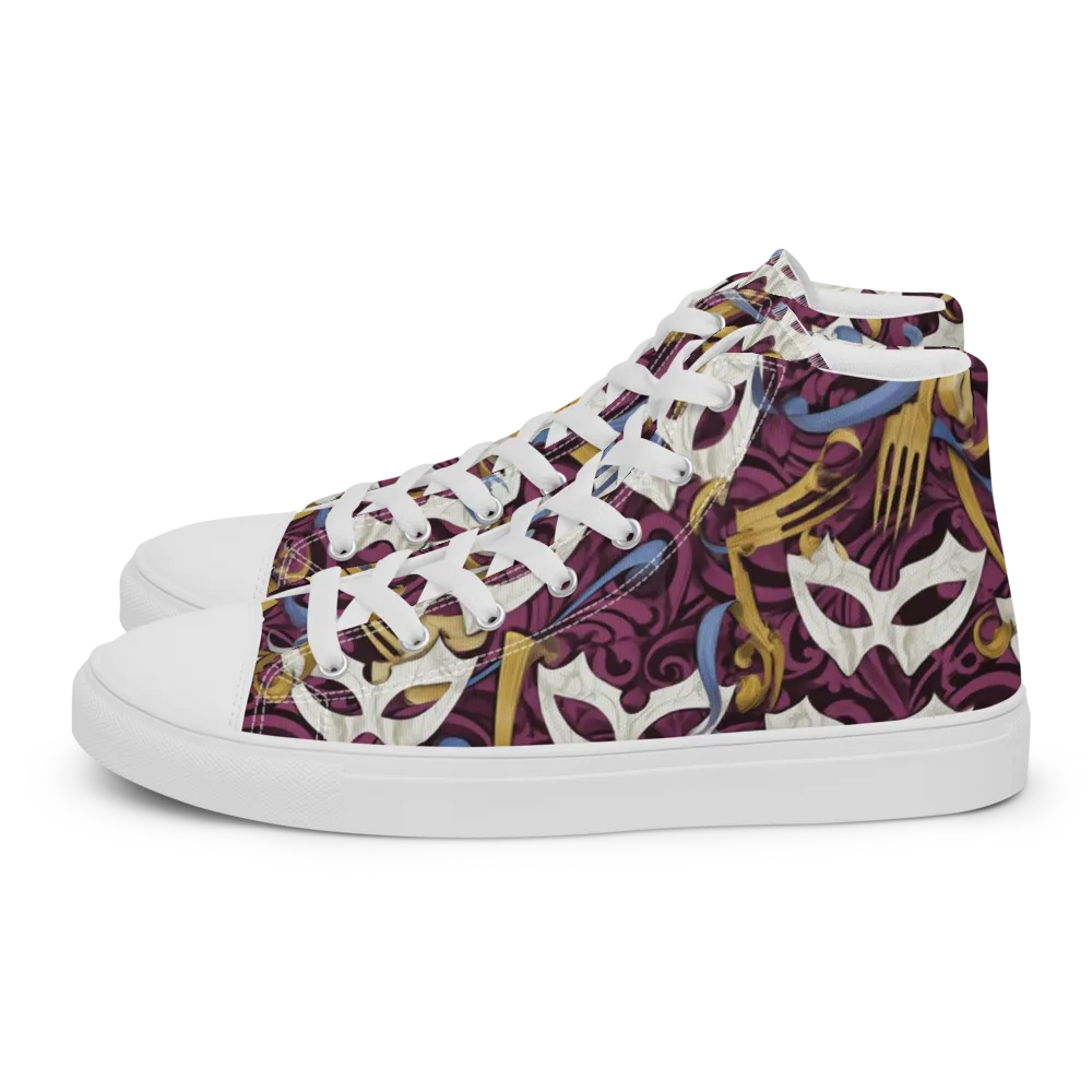Masquerade Baroque on Men's High Top Canvas Shoes — Left