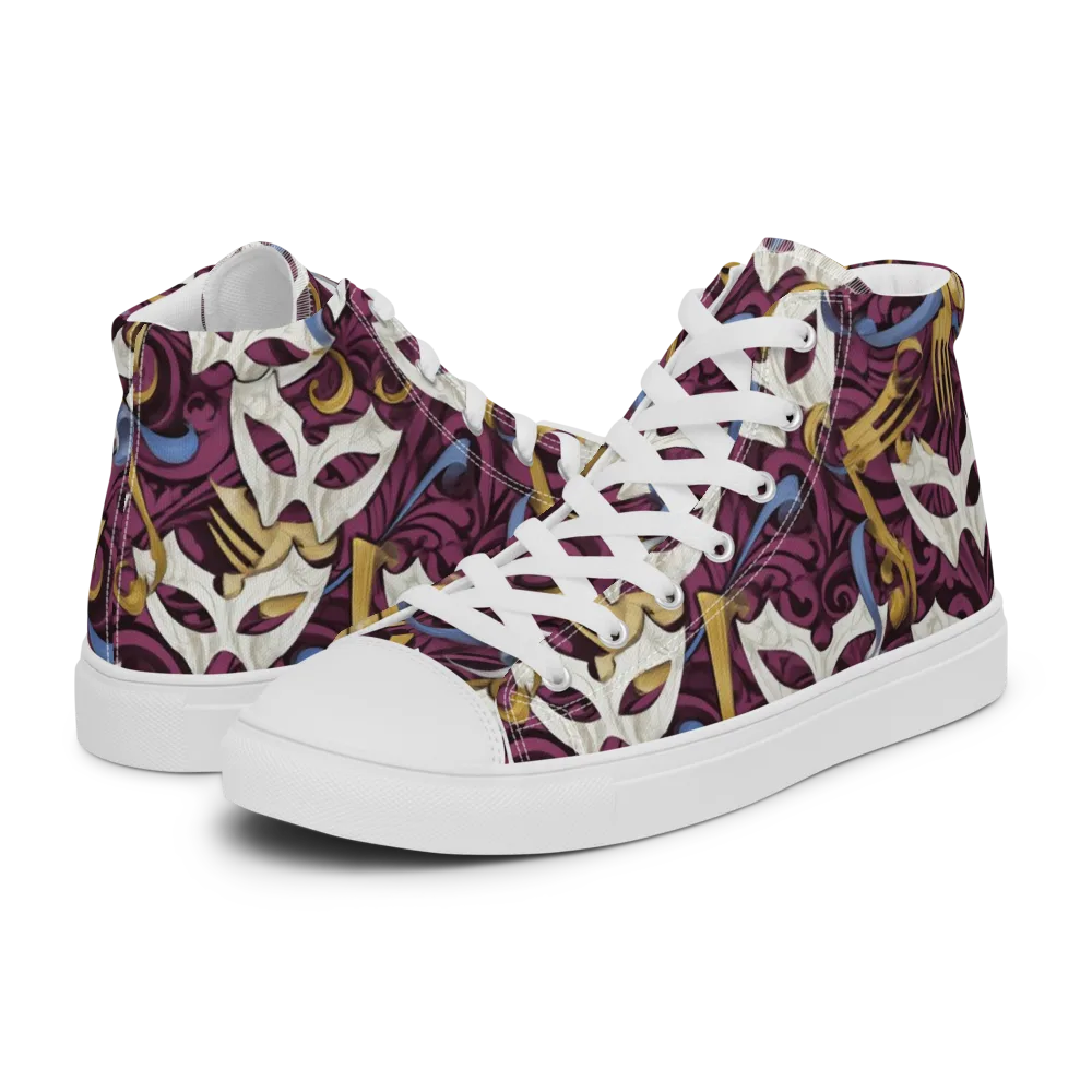Masquerade Baroque on Men's High Top Canvas Shoes — Left
