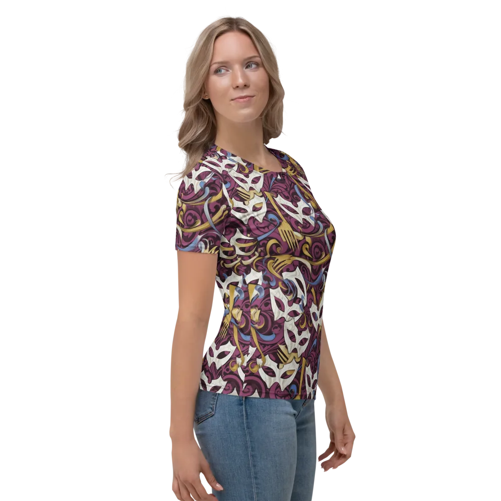 Masquerade Baroque on Women's Crew Neck T-Shirt — Right