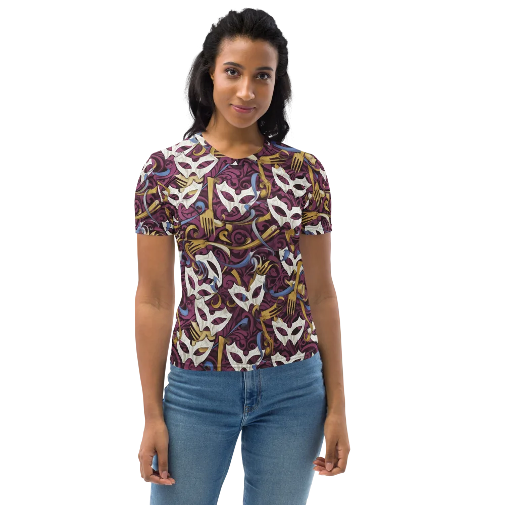 Masquerade Baroque on Women's Crew Neck T-Shirt — Front