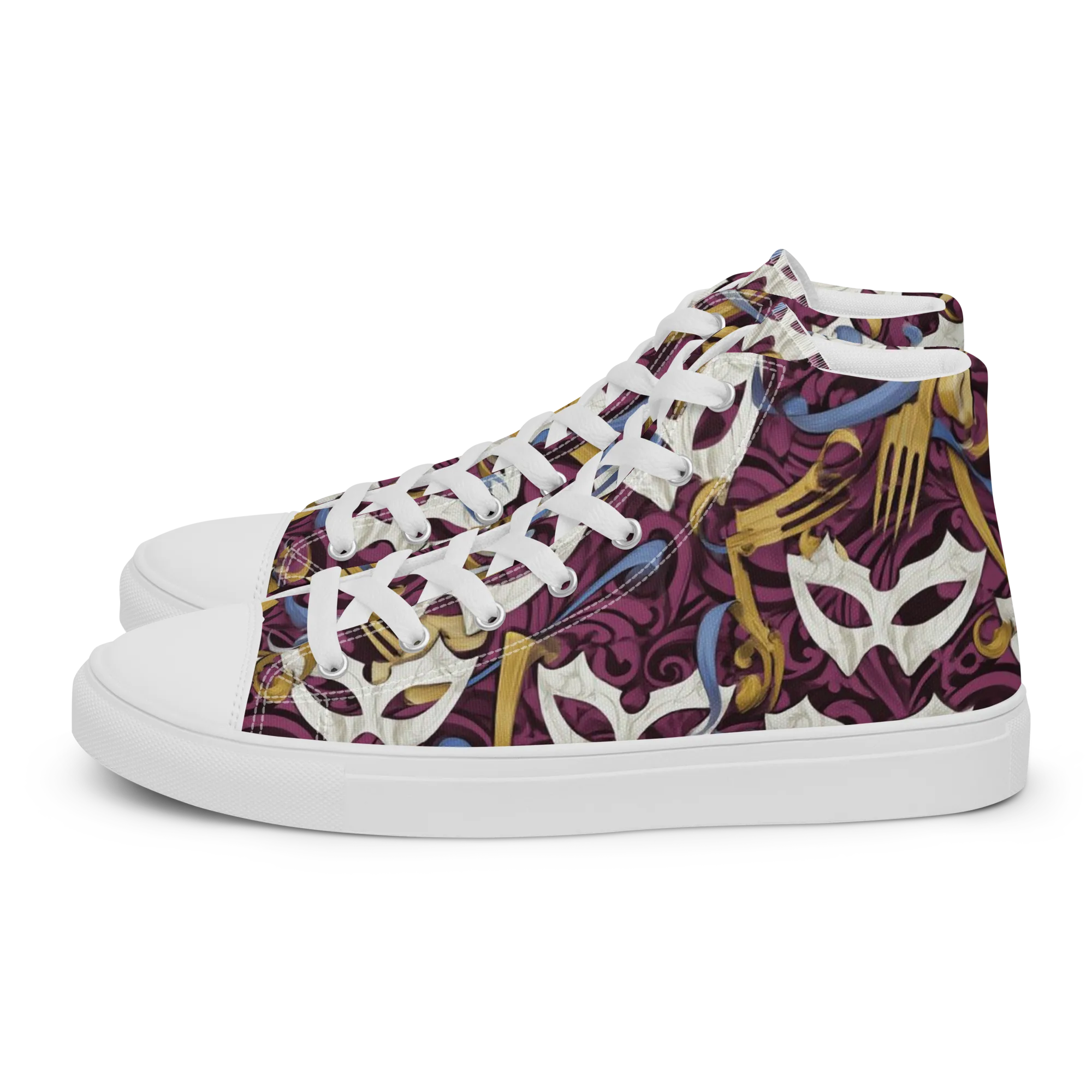 Masquerade Baroque on Women's High Top Canvas Shoes — Left