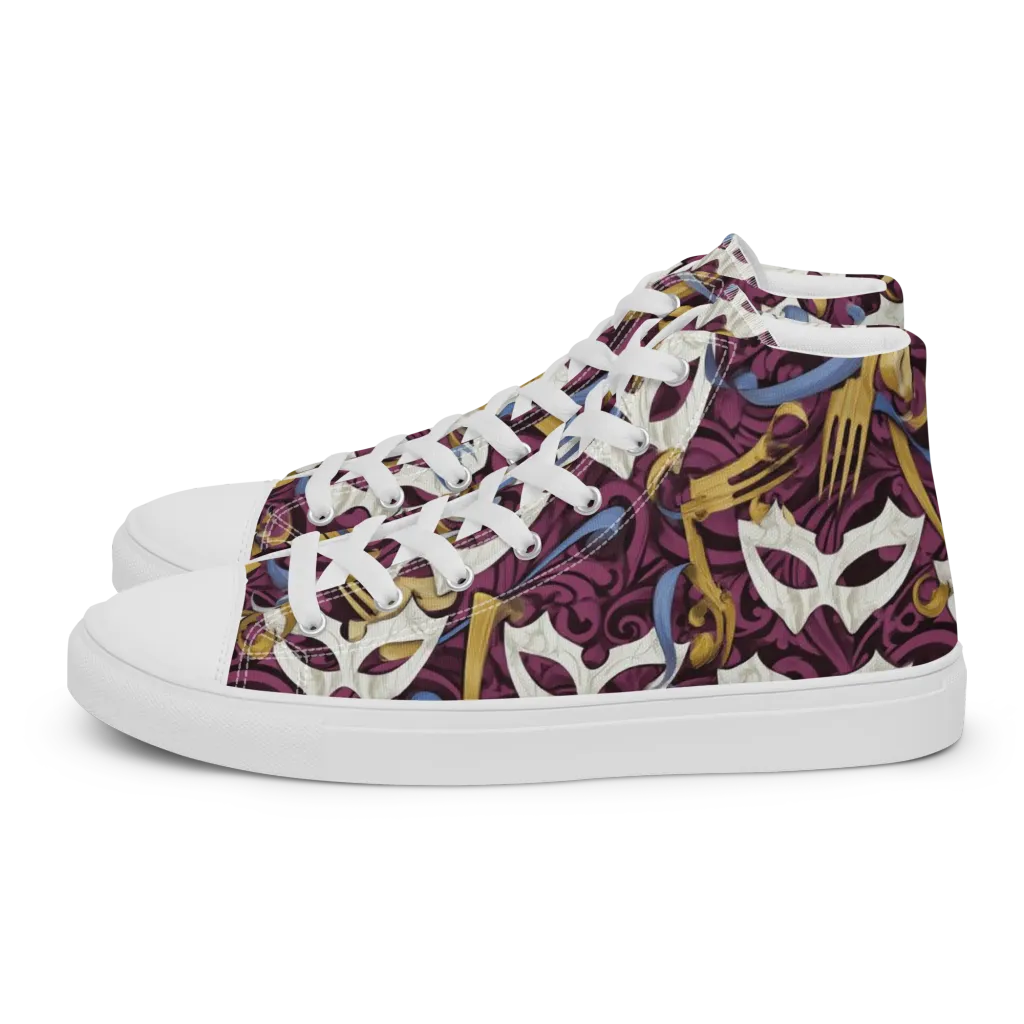 Masquerade Baroque on Women's High Top Canvas Shoes — Left