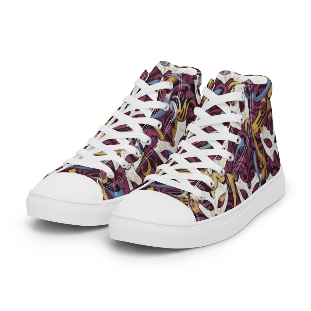 Masquerade Baroque on Women's High Top Canvas Shoes — Left Front