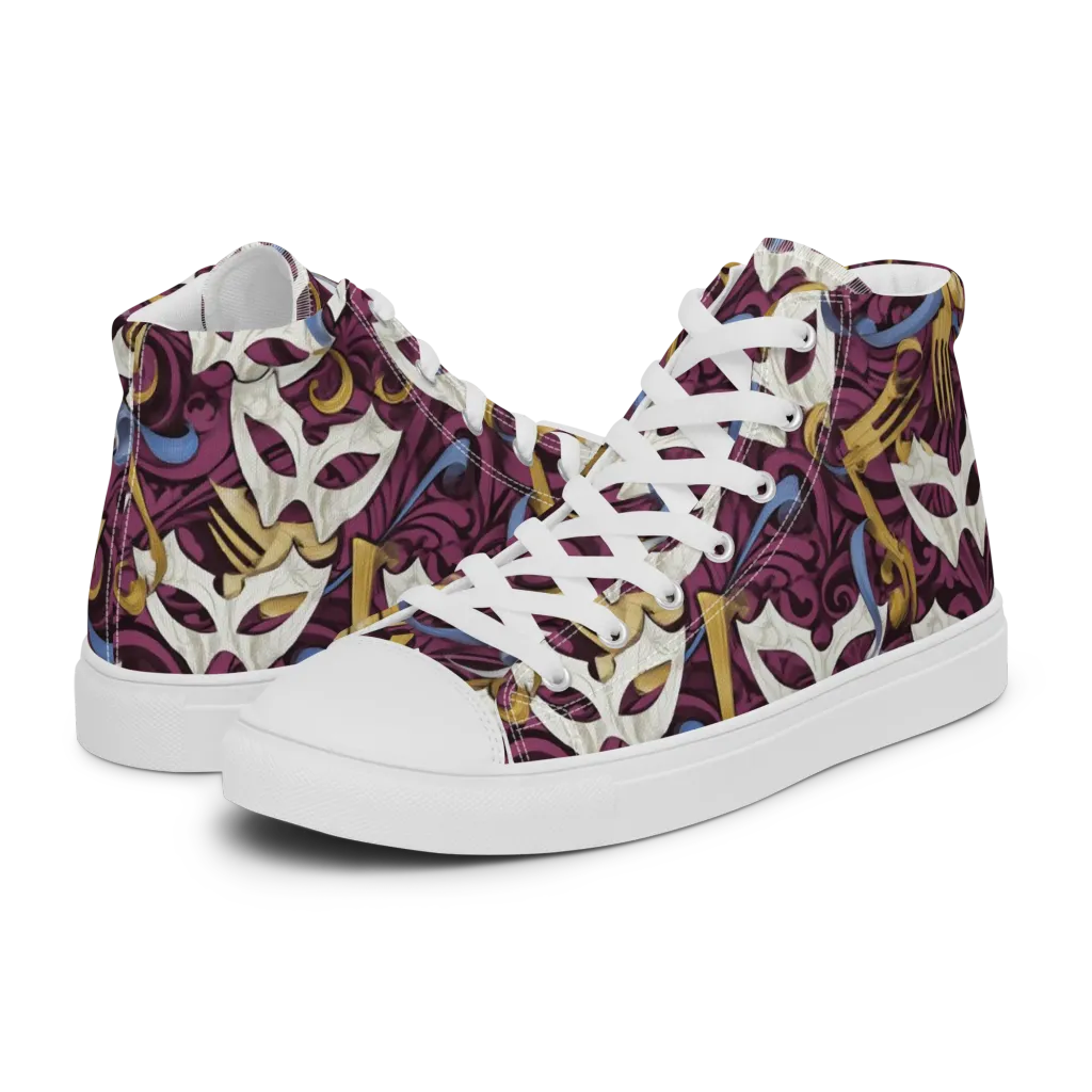 Masquerade Baroque on Women's High Top Canvas Shoes — Left