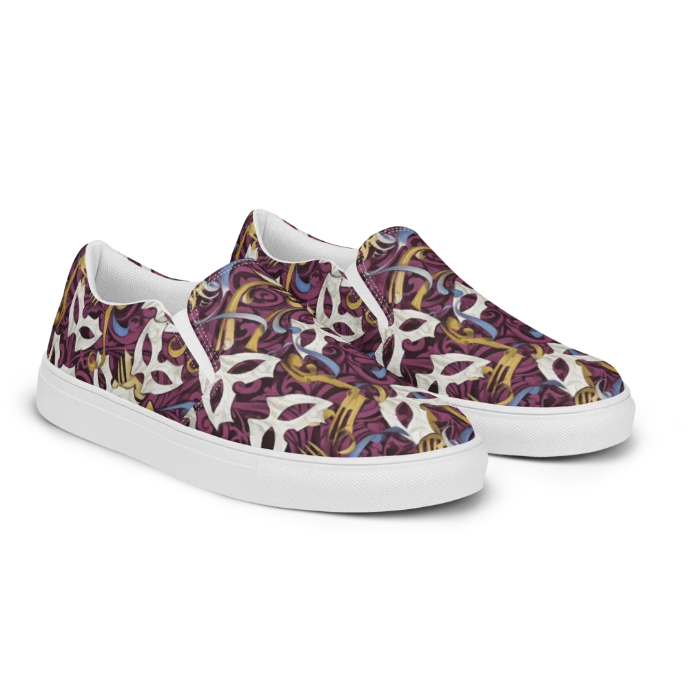 Masquerade Baroque on Men's Slip-On Canvas Shoes — Right Front