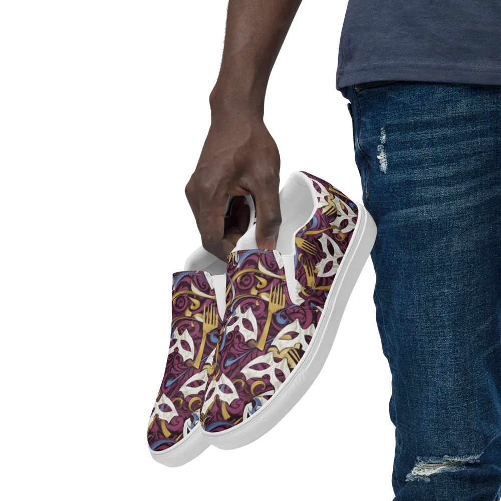 Masquerade Baroque on Men's Slip-On Canvas Shoes — Left Front