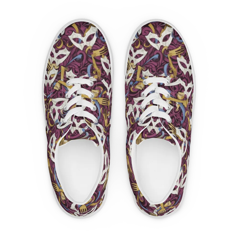 Masquerade Baroque on Men's Lace-Up Canvas Shoes — Front