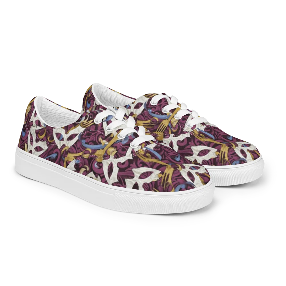 Masquerade Baroque on Men's Lace-Up Canvas Shoes — Right Front