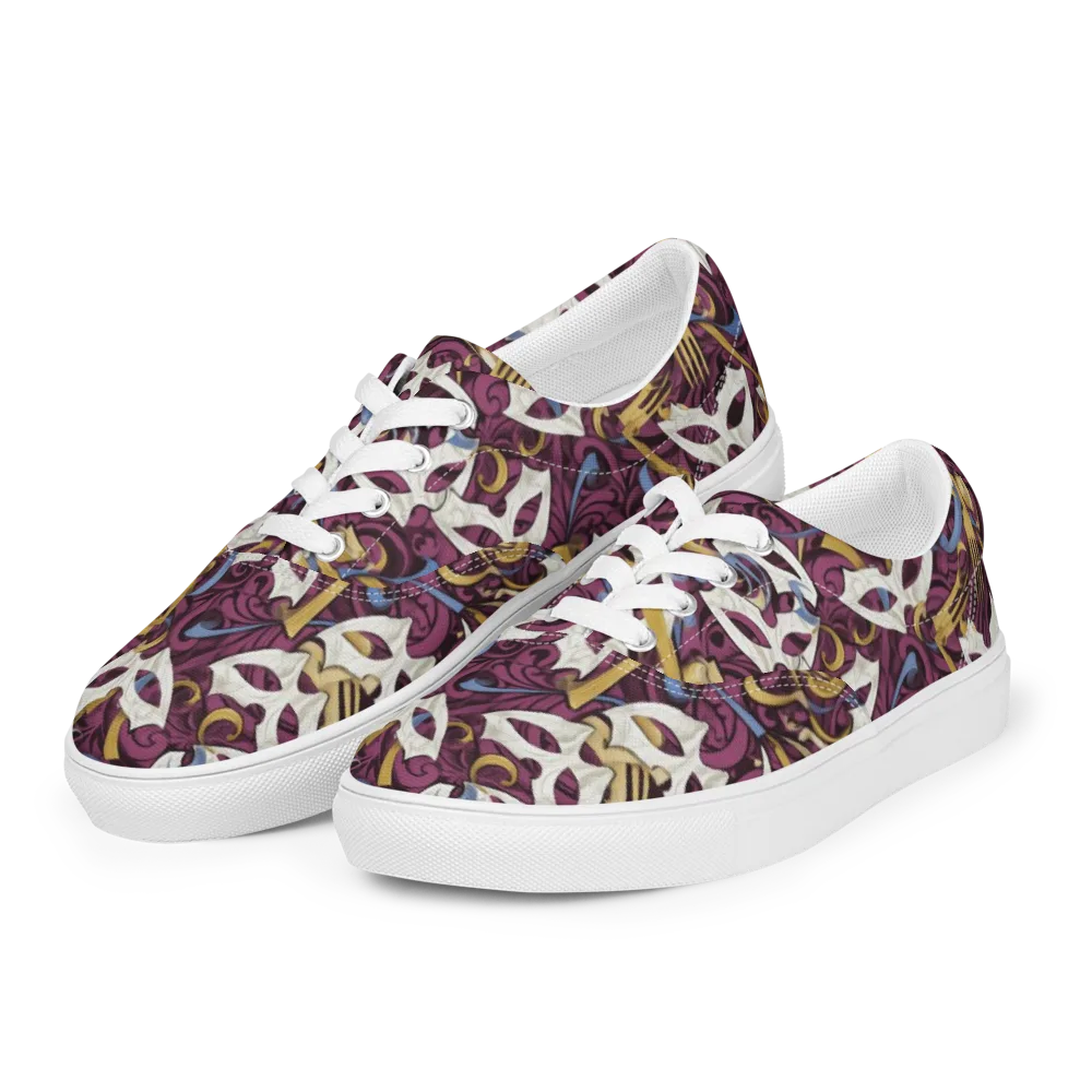 Masquerade Baroque on Men's Lace-Up Canvas Shoes — Left Front