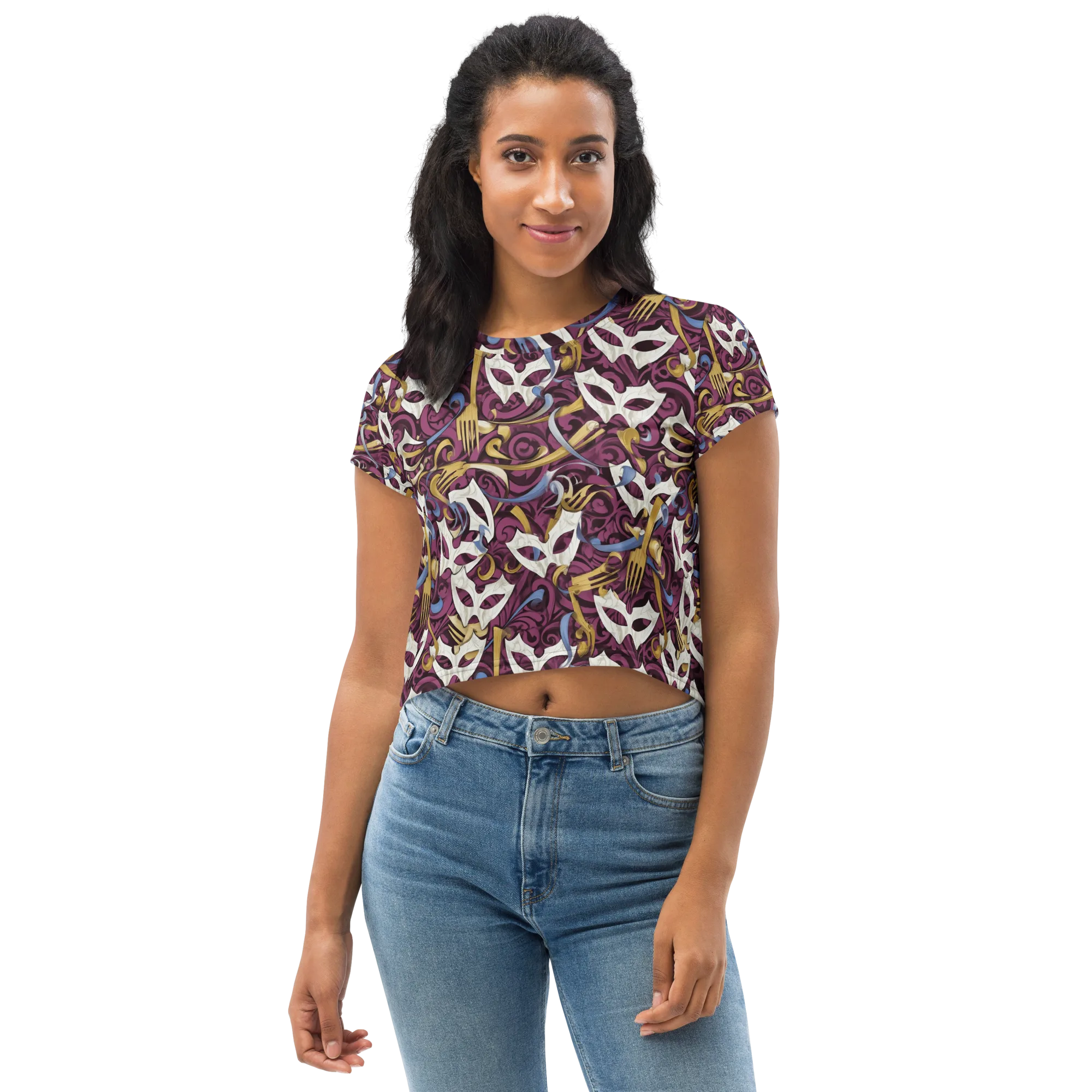 Masquerade Baroque on Crop Tee — Front
