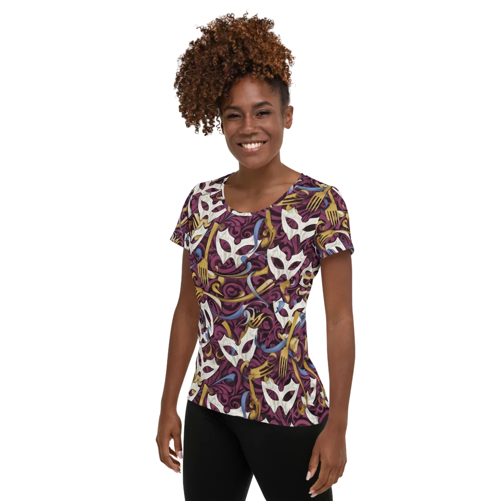 Masquerade Baroque on Women's Athletic T-Shirt — Left