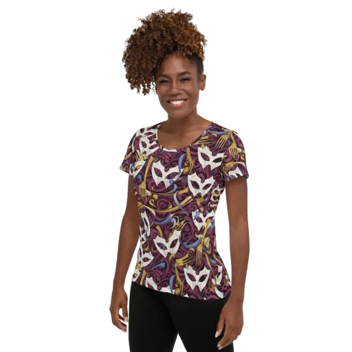 Masquerade Baroque on a Women's Athletic T-Shirt