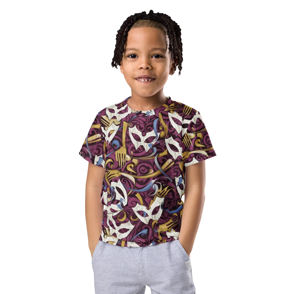 Masquerade Baroque on Kids Crew Neck T-Shirt — Front