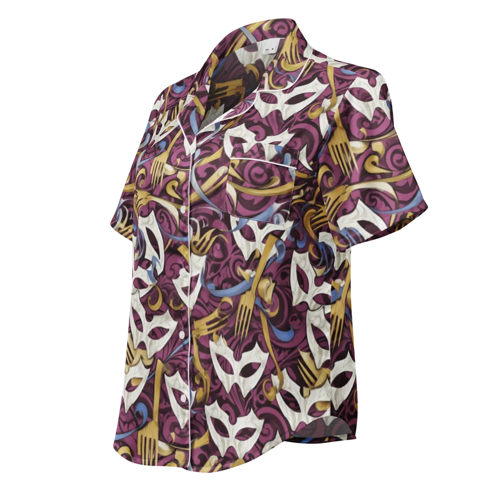 Masquerade Baroque on Women's Short Sleeve Pajama Top — Left Front