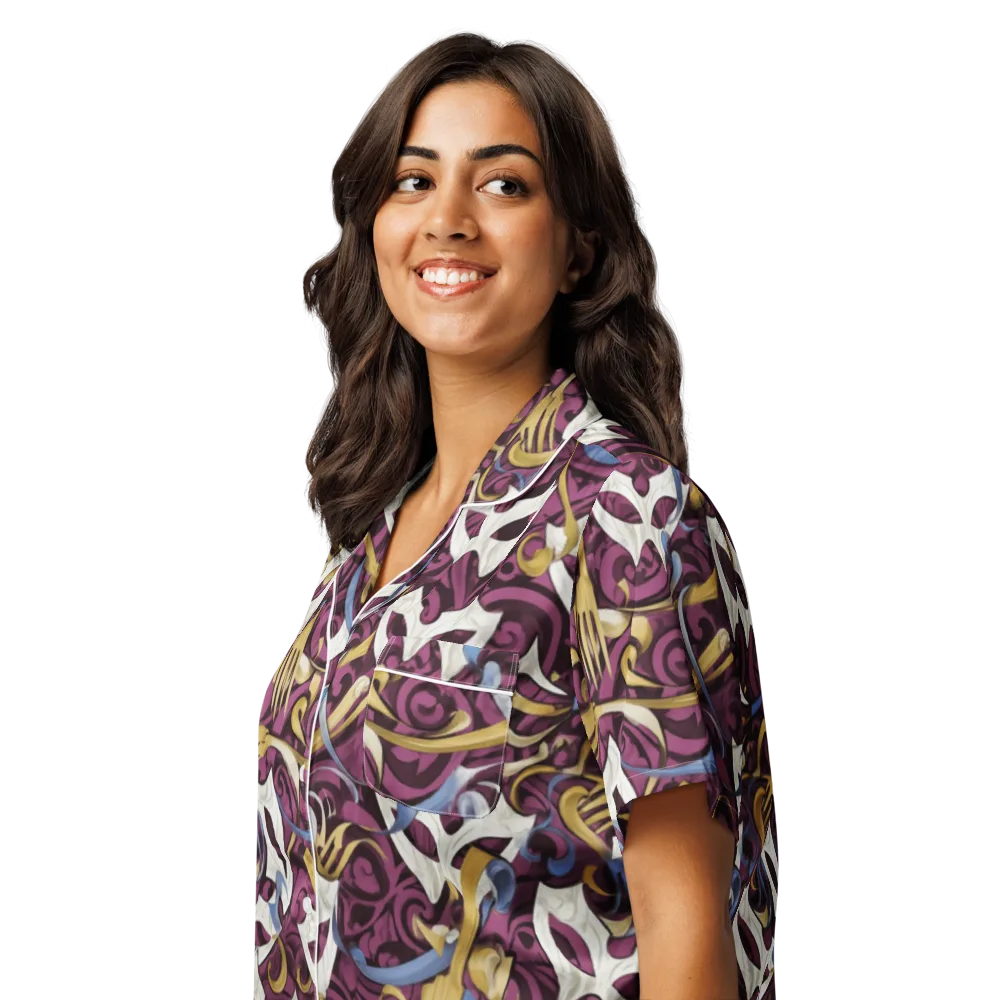 Masquerade Baroque on Women's Short Sleeve Pajama Top — Left Front